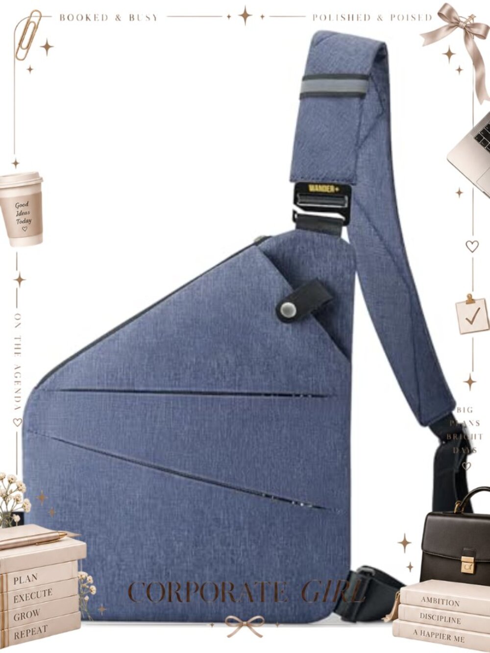 Anti Theft Waterproof Crossbody Sling Bag Multi-Pocket Adjustable Strap
